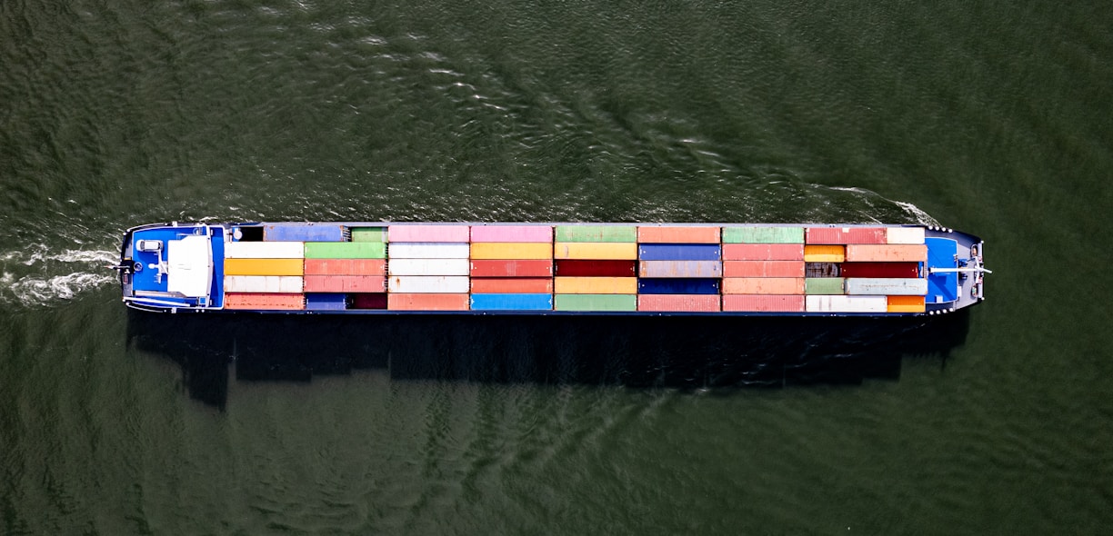 a large container ship in a body of water